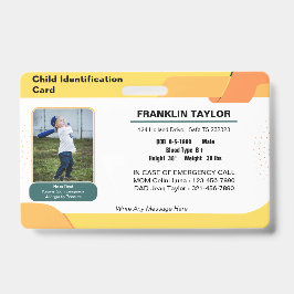 チャイルドフォト緊急ID識別カードバッジ バッジ