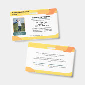 チャイルドフォト緊急ID識別カードバッジ バッジ (正面＆裏面)