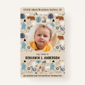 チャイルドフォトID緊急かわいい森林動物の子供 バッジ (正面)