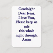 チャイルドベッドタイム祈りの言葉カード プレイスカード (裏面)