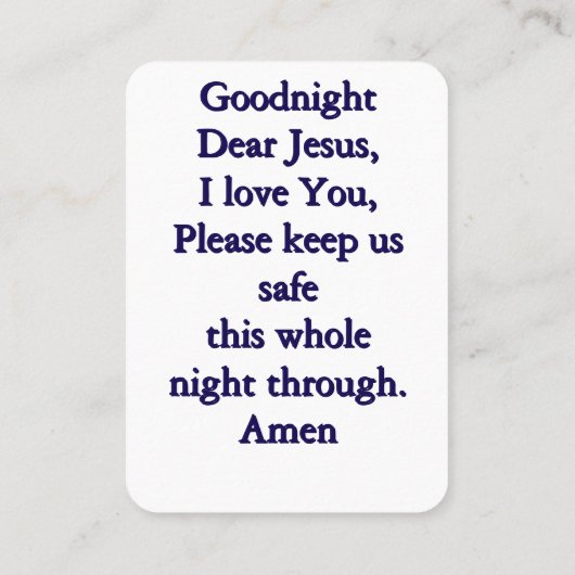 チャイルドベッドタイム祈りの言葉カード プレイスカード (裏面)