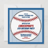 チャイルドベースボールバースデーパーティーへの招待 招待状 (正面)
