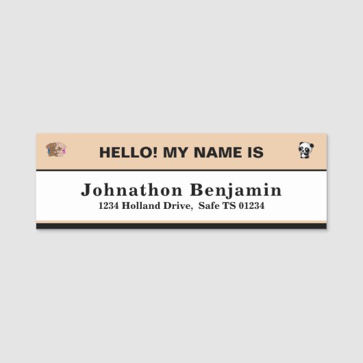 チャイルドボーイガールキッズID生徒識別 名札 (正面)