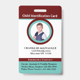 チャイルドボーイガールフォトID識別カードバッジ バッジ