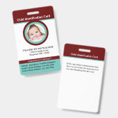 チャイルドボーイガールフォトID識別カード バッジ (Front & Back)