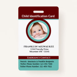 チャイルドボーイガールフォトID識別カード バッジ