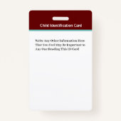 チャイルドボーイガールフォトID識別カード バッジ (裏面)