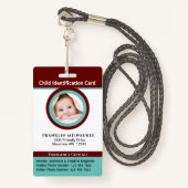 チャイルドボーイガールフォトID識別カード バッジ (正面ランヤード)