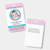 チャイルドボーイガールフォトID識別カード バッジ (Front & Back)