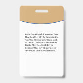 チャイルドボーイガールID識別エマージェンシーカード バッジ (裏面)