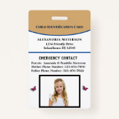 チャイルドボーイガールID識別エマージェンシーカード バッジ (正面)