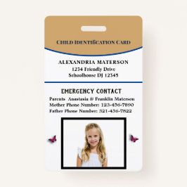 チャイルドボーイガールID識別エマージェンシーカード バッジ