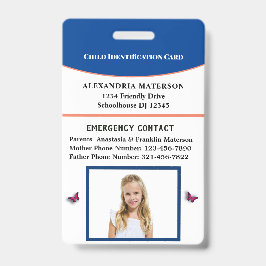 チャイルドボーイガールID識別カードのパーソナライズ バッジ