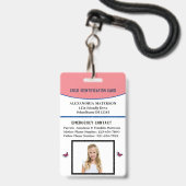 チャイルドボーイガールID識別カードアレルギー バッジ (Front with Lanyard)