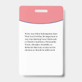 チャイルドボーイガールID識別カードアレルギー バッジ (Back)