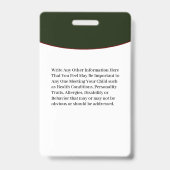 チャイルドボーイガールID識別カード緊急事態 バッジ (Back)