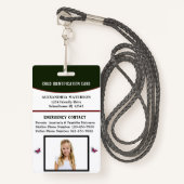 チャイルドボーイガールID識別カード緊急事態 バッジ (正面ランヤード)