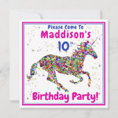 チャイルドユニコーン誕生日パーティー 招待状 (正面)