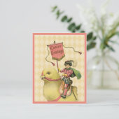 チャイルドライディングイースターベビー雛 シーズンポストカード (スタンド正面)