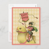 チャイルドライディングイースターベビー雛 シーズンポストカード (正面/裏面)