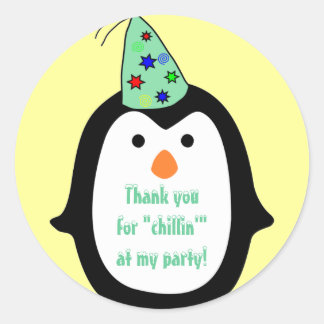 チャイルドレンペンギン着用パーティーハット誕生日の好意 ラウンドシール