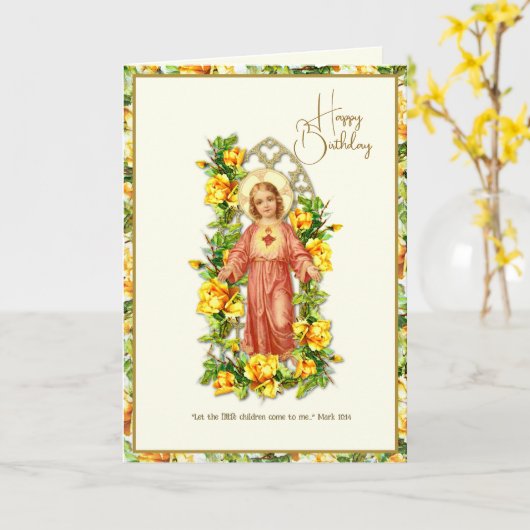 チャイルドーズ宗教誕生日イエス聖なる書物、 経典カード カード (黄色い花)
