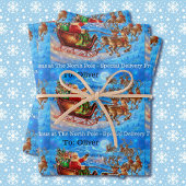 チャイルド名を追加North Pole Santa Clausクリスマス ラッピングペーパーシート