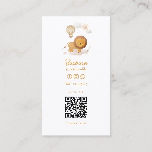 チャイルド気にナニーベビーシッター保育園ライオンQRコード 名刺 (裏面)