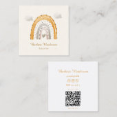 チャイルド気にナニーベビーシッター保育園レインボーQRコード スクエア名刺 (正面/裏面)