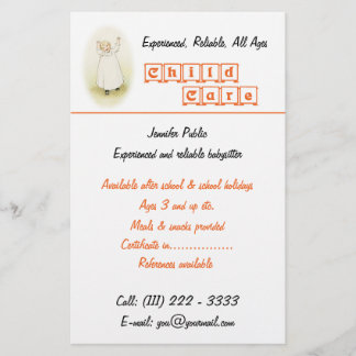 チャイルド気にベビーシッタービジネスフライヤー チラシ