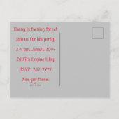 チャイルド消防車Raggedy Ann Andy Birthday party インビテーションポストカード (裏面)