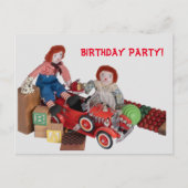 チャイルド消防車Raggedy Ann Andy Birthday party インビテーションポストカード (正面)