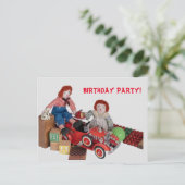 チャイルド消防車Raggedy Ann Andy Birthday party インビテーションポストカード (スタンド正面)
