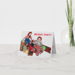 チャイルド消防車Raggedy Ann Andy Birthday party 招待状