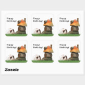 チャイルド誕生日かわいいモルモットきのこハウス スクエアシール (シート)