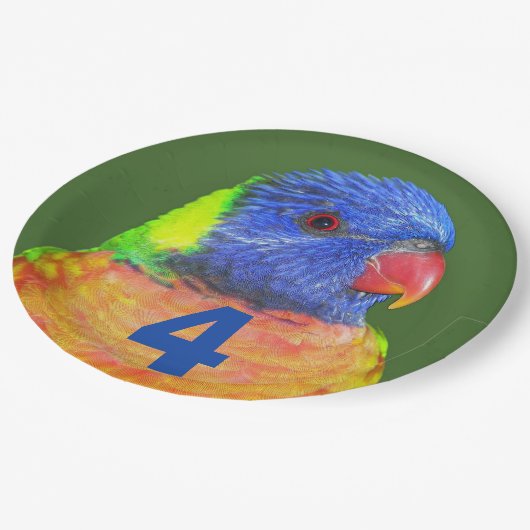 チャイルド誕生日エイジレインボーロリケット ペーパープレート (アングル)