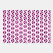 チャイルド誕生日ピンク&ブラックサッカーボール ラッピングペーパーシート (正面2)