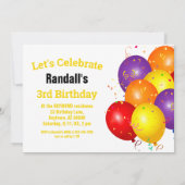 チャイルド誕生日モルモット風船イエローバナー 招待状 (裏面)