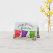 チャイルド誕生日招待状ビーチパイルカード カード (黄色い花)