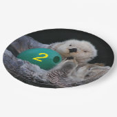 チャイルド誕生日海のカワウソ ペーパープレート (アングル)