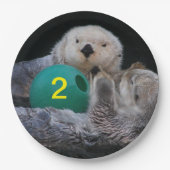 チャイルド誕生日海のカワウソ ペーパープレート (正面)