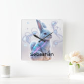 チャイルド銀河系ブルーバニー スクエア壁時計 (ホーム)