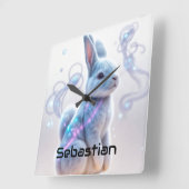 チャイルド銀河系ブルーバニー スクエア壁時計 (傾斜)