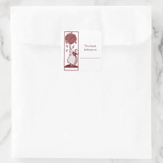 チャイルド&アルファベットツリー蔵書票シール スクエアシール (バッグ)