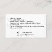 チャイ気にド・ナニー・ベビーシッカラフルトカッコいい 名刺 (裏面)