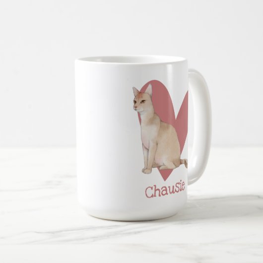 チャウジーキャットウォーター色子猫ピンクハート コーヒーマグカップ (正面右)