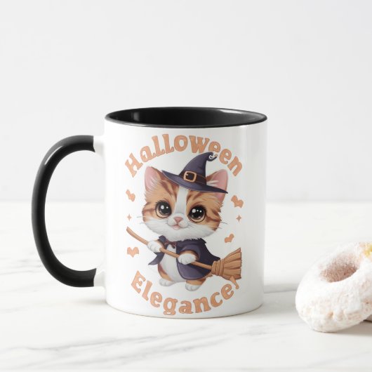 チャウジー猫の魅惑的なハロウィーン マグカップ (ドーナツ)