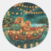 チャウチャウのクリスマス祭りの旅 ラウンドシール (正面)