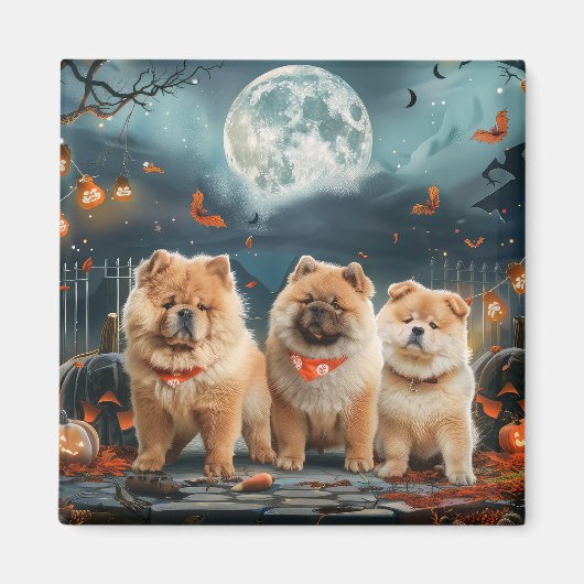 チャウチャウのハロウィーン スプーキー マグネット (正面)