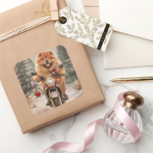 チャウチャウのバイク乗り クリスマス スクエアシール